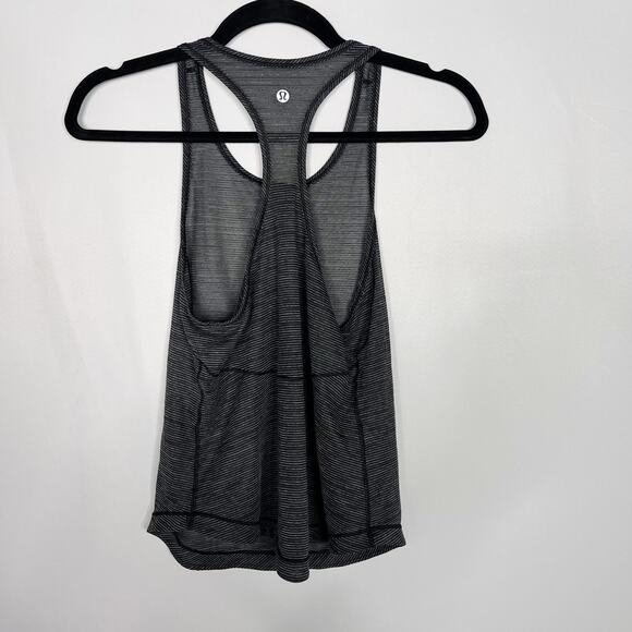 Lululemon Womens 2 Heathered Black Gray Long Distance Racerback Tank Scoop Neck - Picture 2 of 8